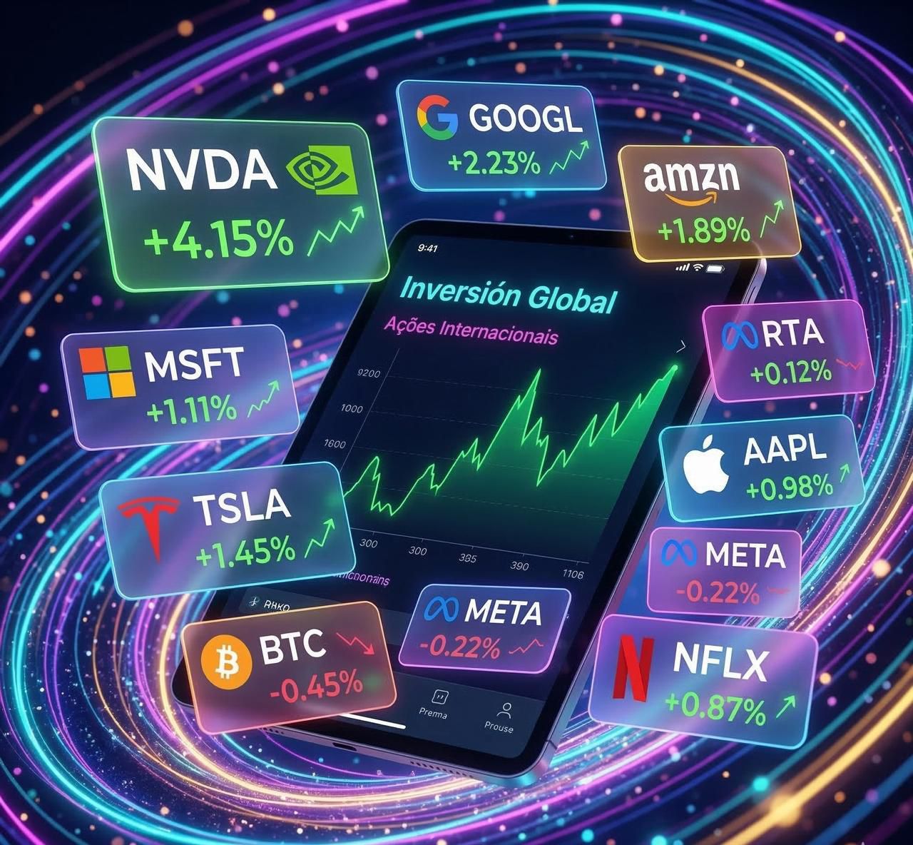 Aplicación de inversiones con acciones internacionales